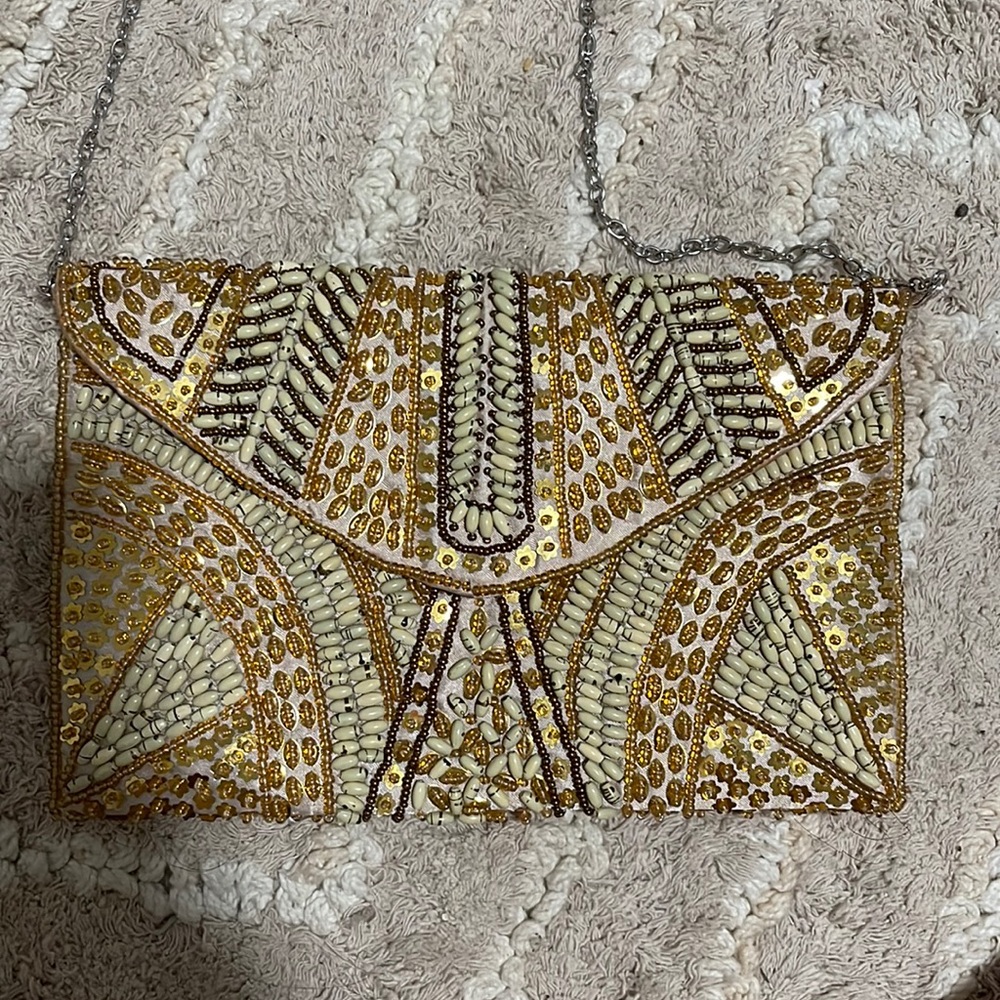 Saks Fifth Avenue Black Label Beaded Clutch Purse